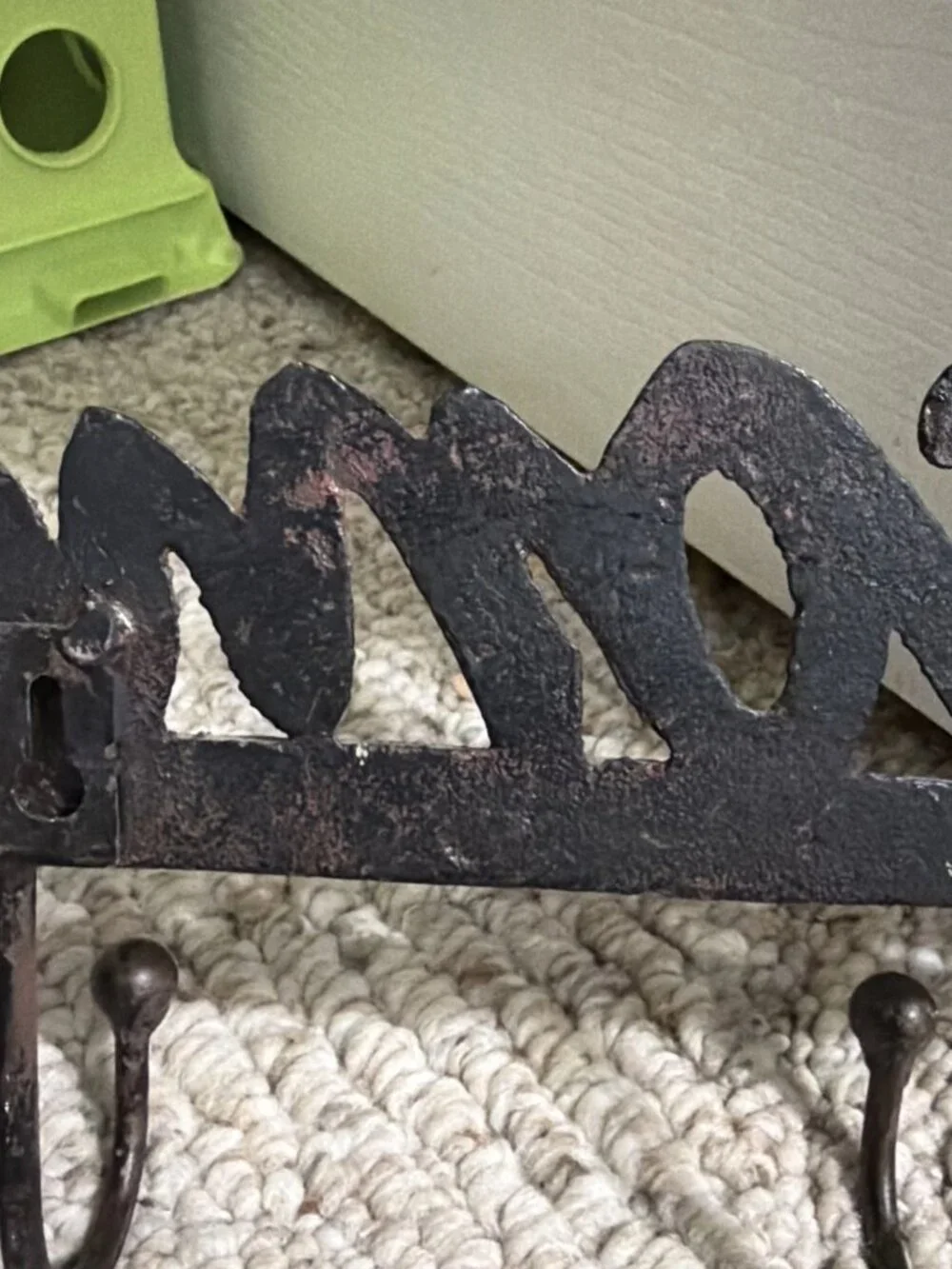 Vintage Cast Iron Welcome 3 Hook Wall Mount Coat Hanger